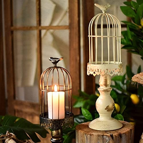 Birdcage Candle Holder, Vintage Candle Stick Holders, Wedding Candle Centerpieces for Tables, Iron Candlestick Holder Home Decor (Candle Holder 2#) (Black)