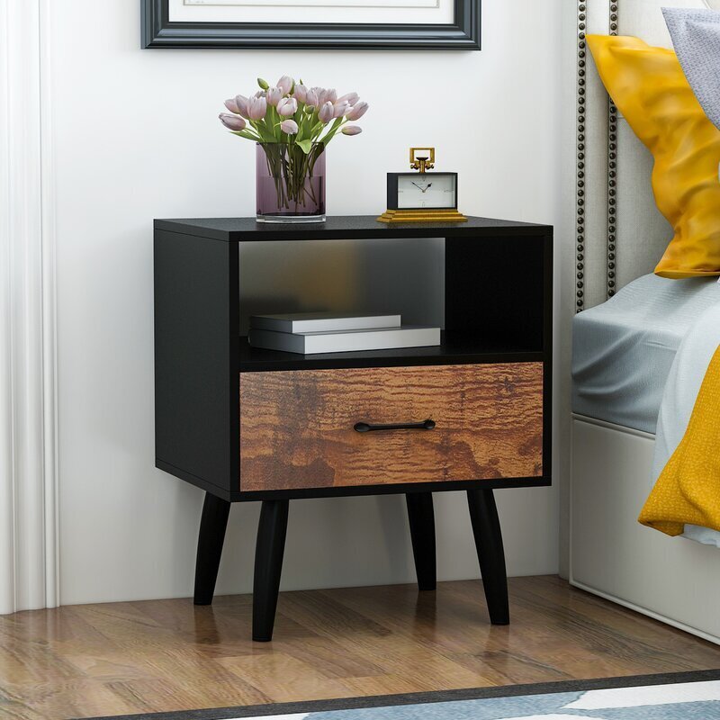 Black and Brown Pine Nightstand