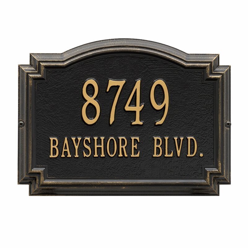 Black and Gold Mailbox Number Plaque