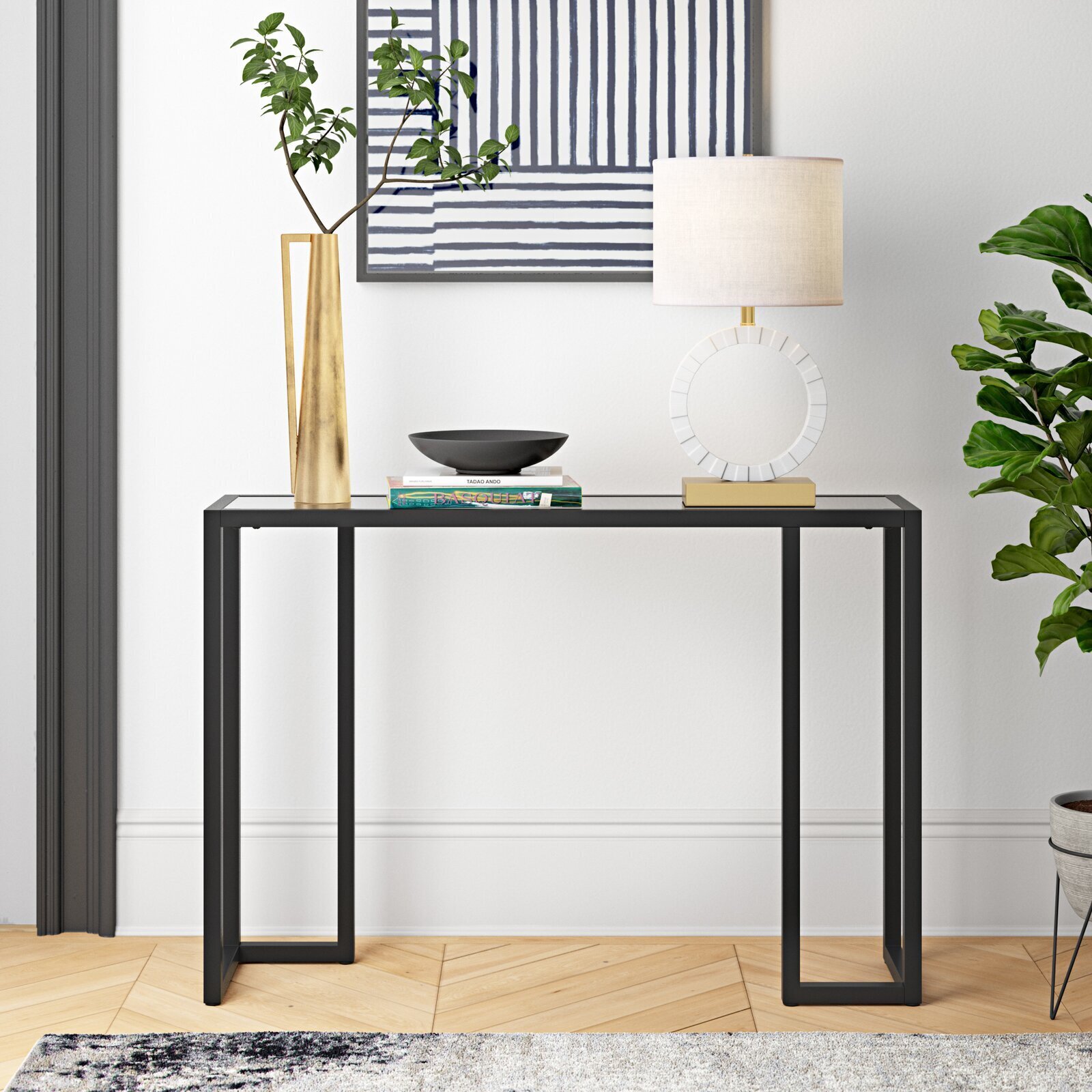Black Console Table With Glass Top