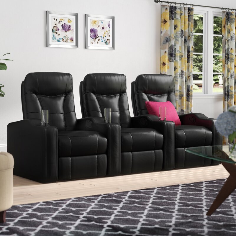 Black Faux Leather Home Theater Chairs