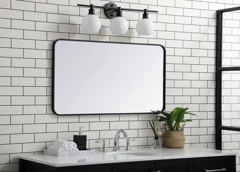 Black Framed Industrial Style Accent Mirror  
