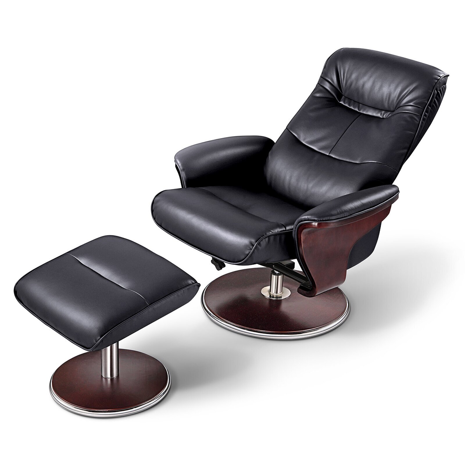 Black Leather Recliner With Ottoman