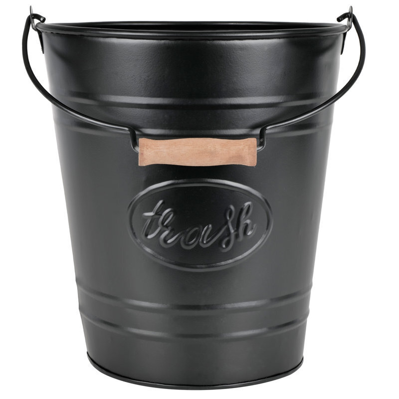 Black Painted Galvanized Trash Can
