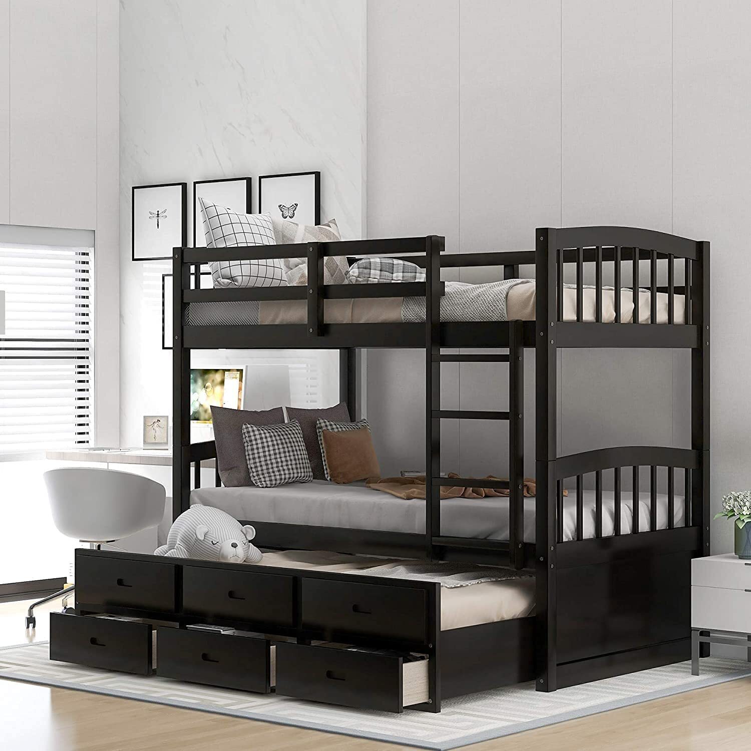 Black Trundle Bed With Three Drawers