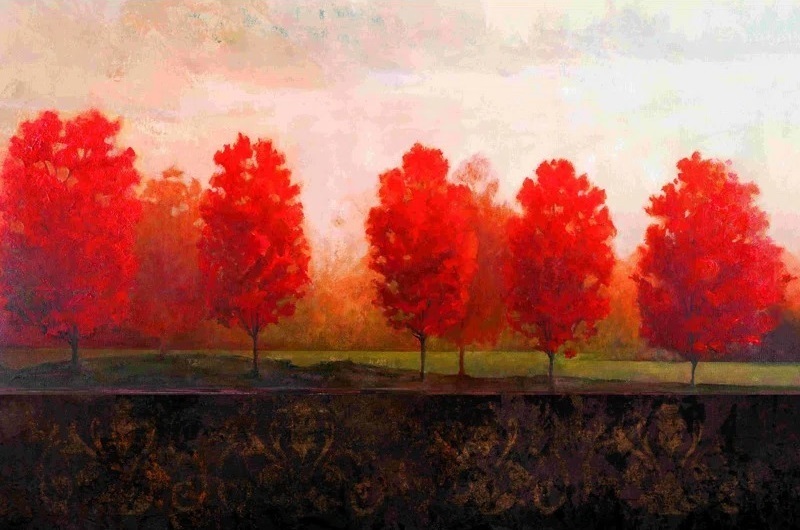 Blazing Red Trees Painting