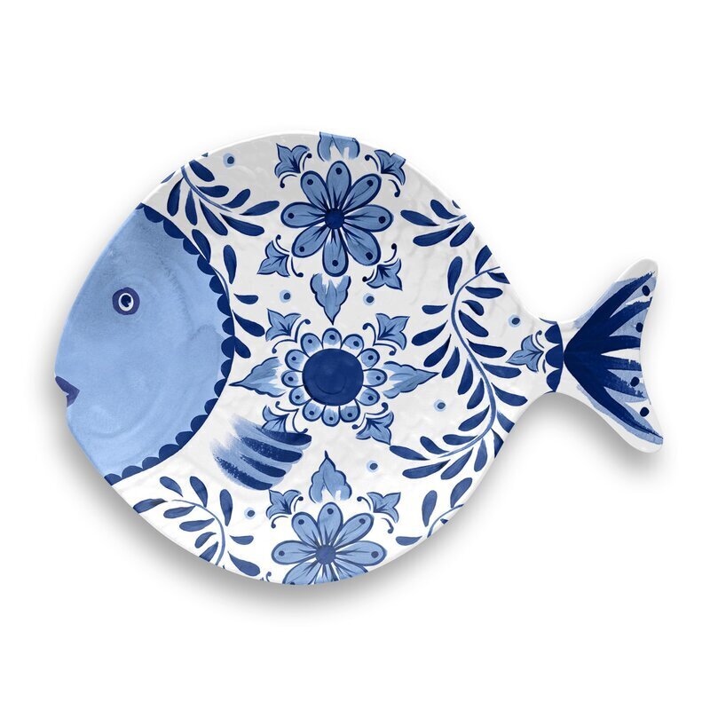 Blue and White Fish Shaped Plate