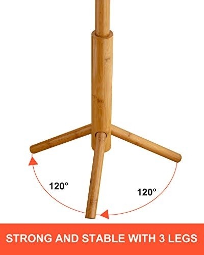 BMOSU Coat Rack freestanding Stand Bamboo Wooden 8 Hooks 3 Adjustable Tree Standing Coat Jackets Hanger Easy Assembly Hallway Mounted Corner Parlor Office Floor Stand for Clothes Nature