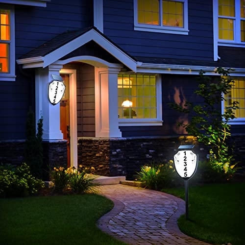 BNT Lighted House Numbers for Outside, Waterproof Solar Address Sign Lights with Auminum Stakes, Outdoor Wall-mounted Address Plaque for Yard, Street, Home, Garden