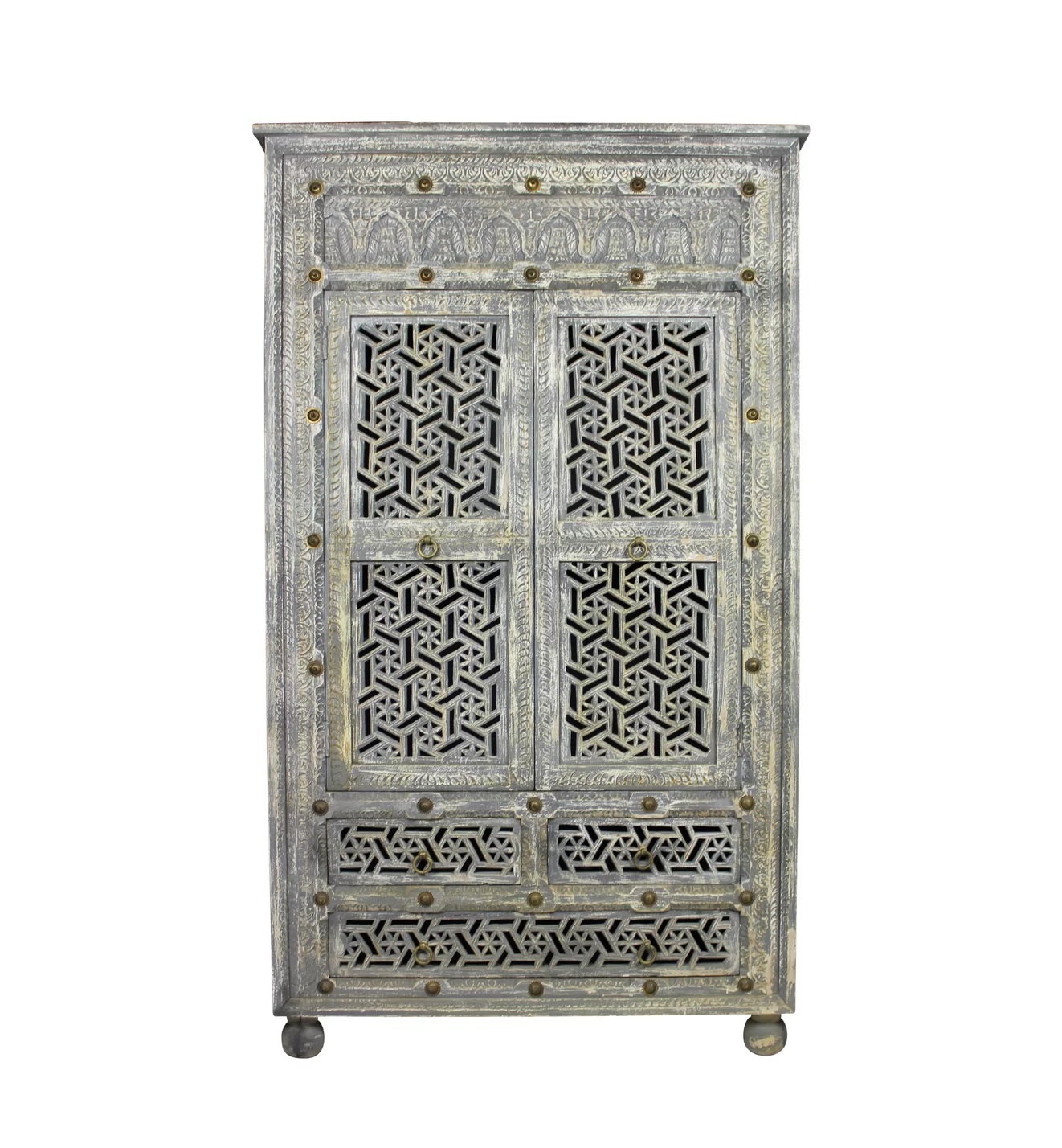 Bohemian Style TV Hutch with Doors