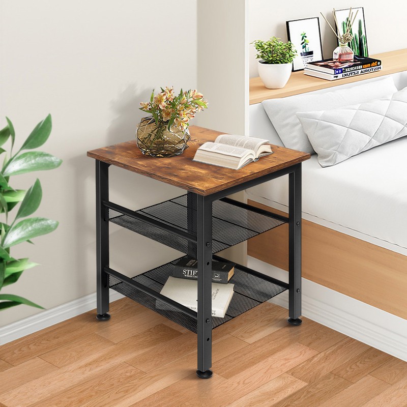 Borrero 20'' Tall Iron Nightstand in Brown/Black