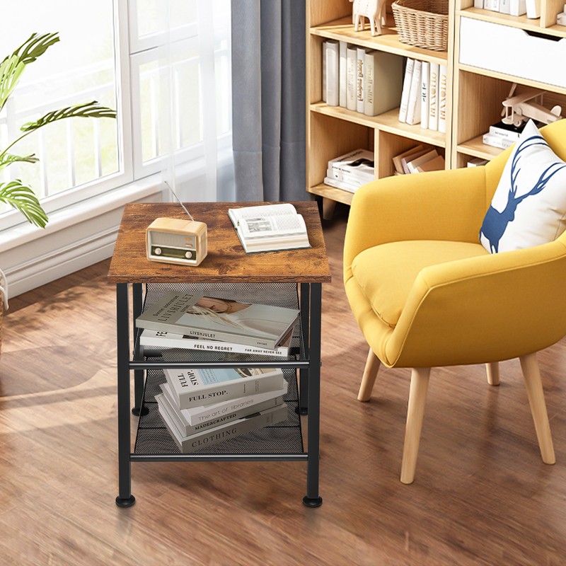Borrero 20'' Tall Iron Nightstand in Brown/Black