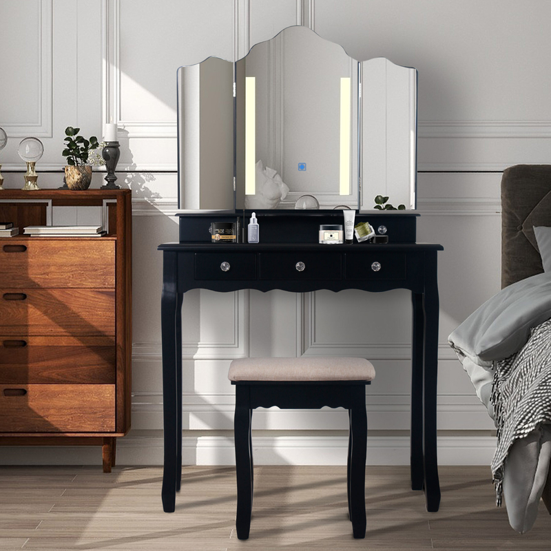 Bouchra 32'' Wide Vanity Set with Stool and Mirror