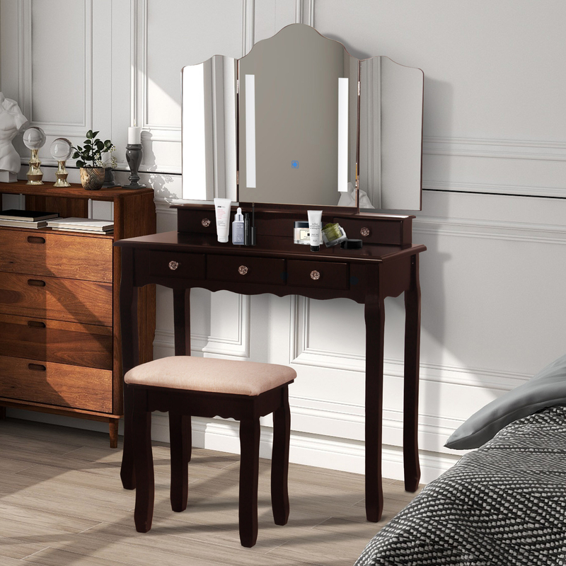 Bouchra 32'' Wide Vanity Set with Stool and Mirror