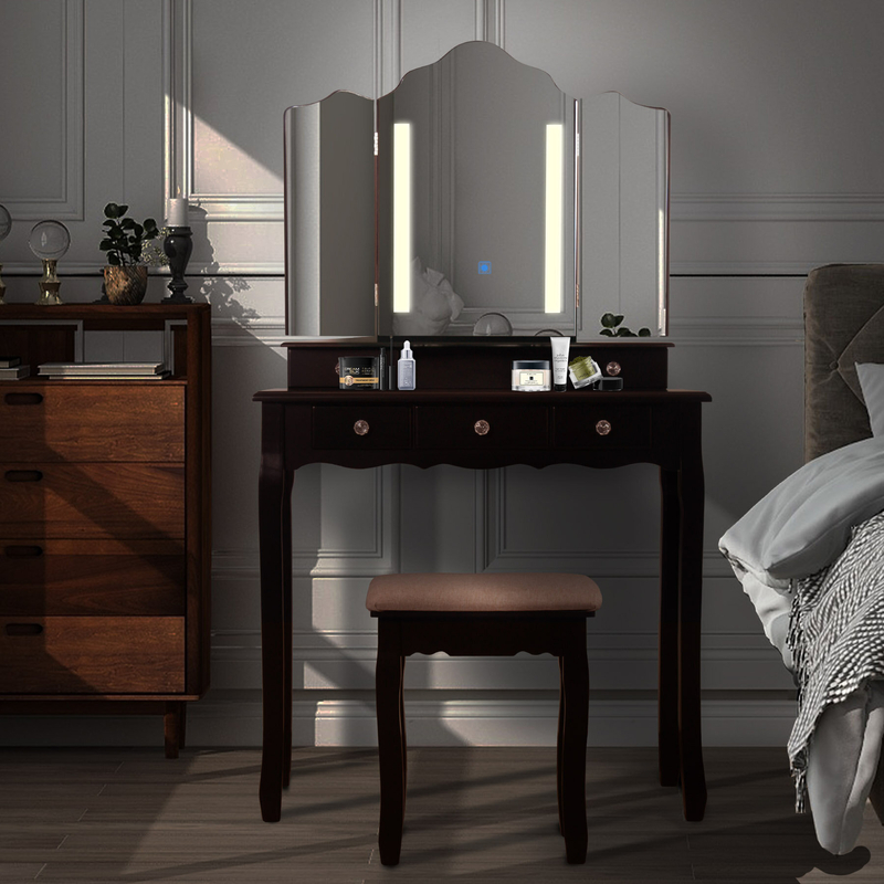 Bouchra 32'' Wide Vanity Set with Stool and Mirror