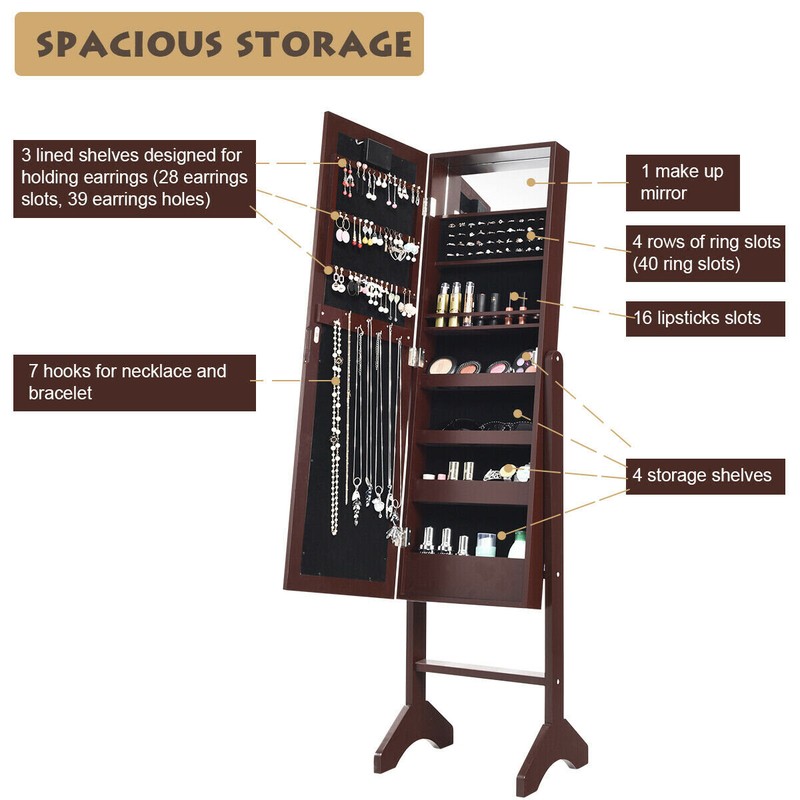 Bowen 14'' Wide Jewelry Armoire with Mirror