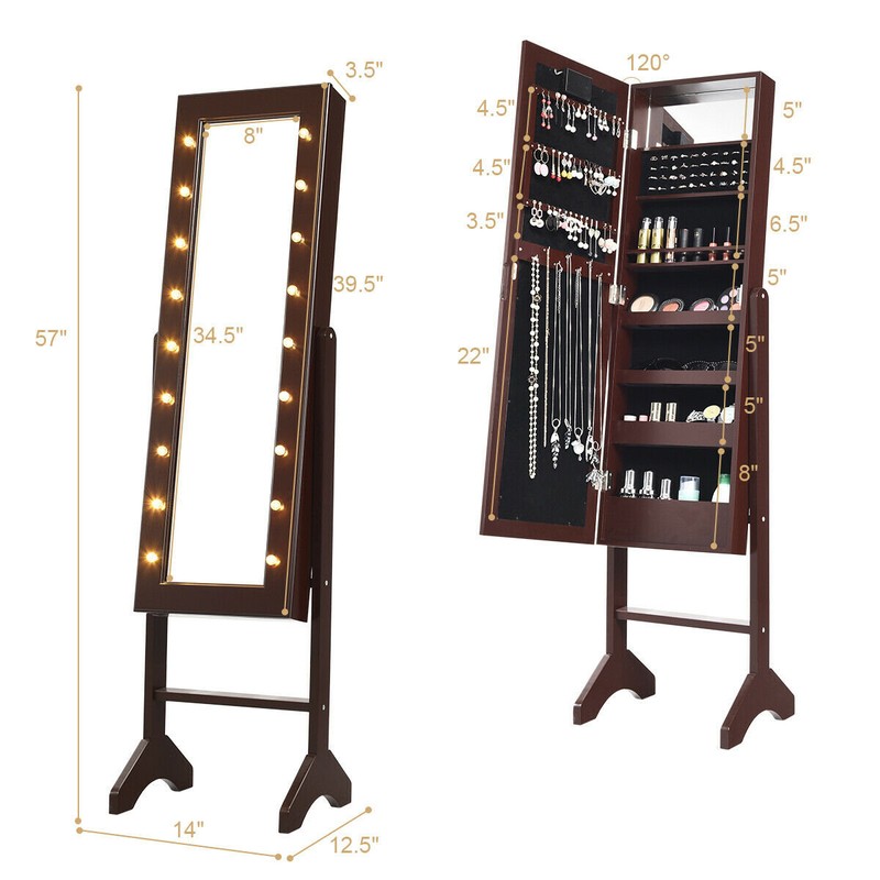 Bowen 14'' Wide Jewelry Armoire with Mirror