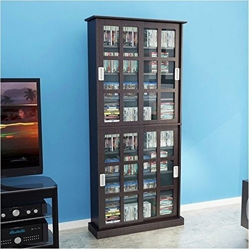 Bowery Hill 72" Windowpane Media Cabinet in Espresso