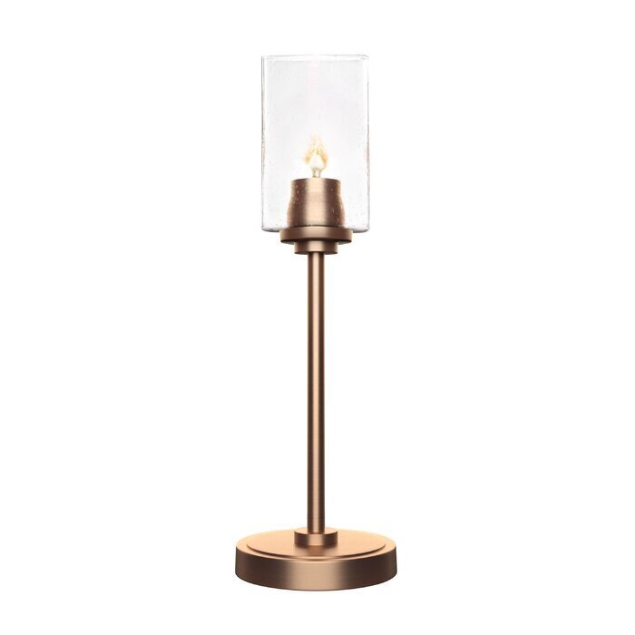 Brass Candlestick Lamp With Glass Shade