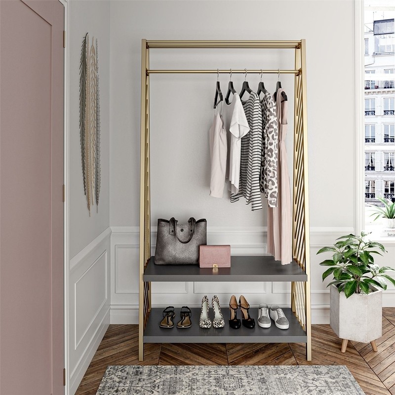 Brielle 37.4'' Wide Steel Hall Tree with Shoe Storage