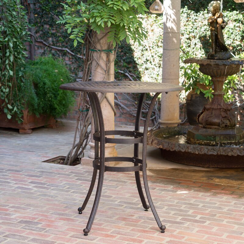 Bronze Finish Outdoor Table Bar Height