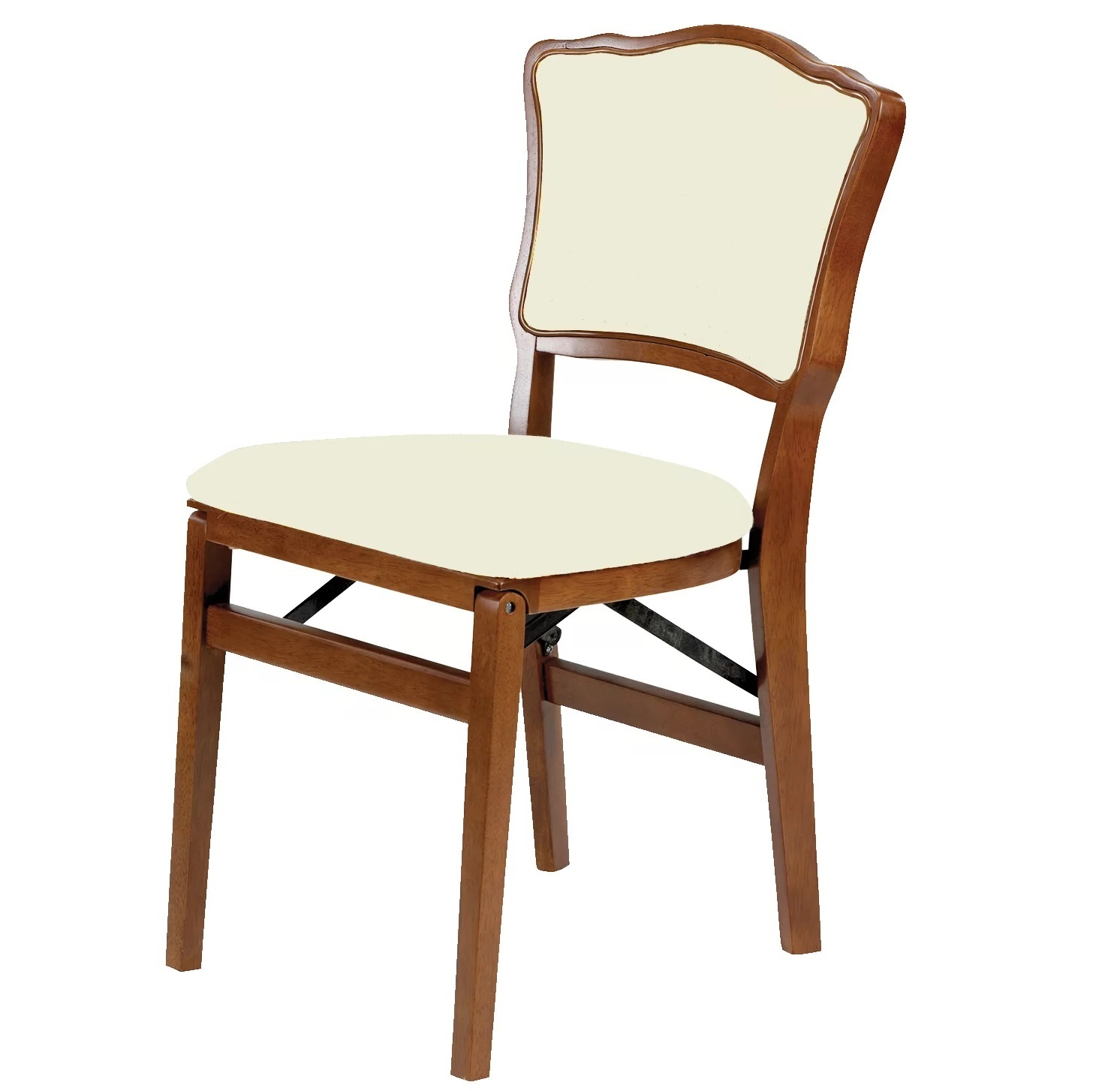 Brown Wood and Cream Folding Poker Chairs