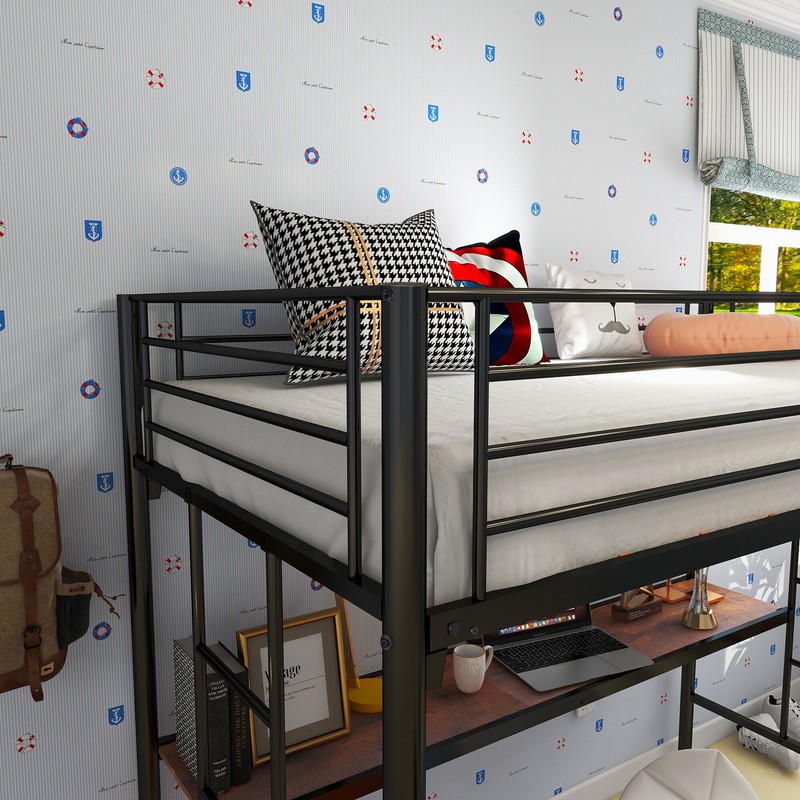 Brunk Twin Platform Loft Bed with Built-in-Desk by Viv + Rae™