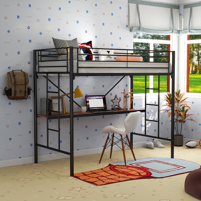 Brunk Twin Platform Loft Bed with Built-in-Desk by Viv + Rae™