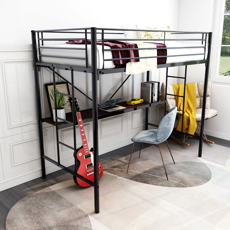 Brunk Twin Platform Loft Bed with Built-in-Desk by Viv + Rae™