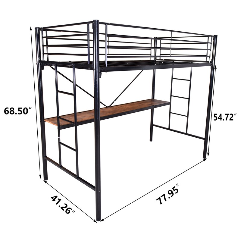 Brunk Twin Platform Loft Bed with Built-in-Desk by Viv + Rae™