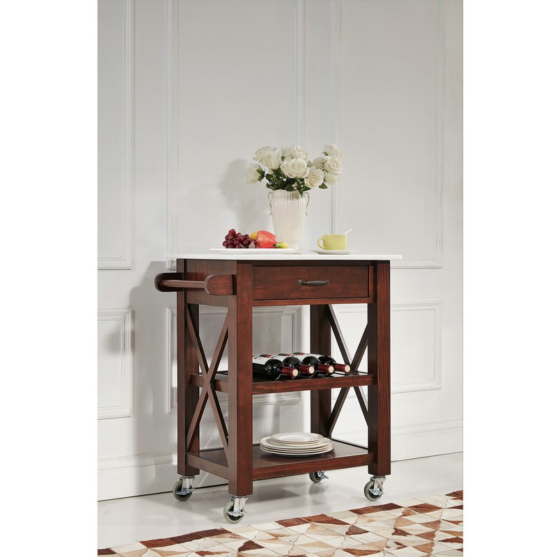Brycen 48.5'' Wide Rolling Kitchen Cart with Marble Top