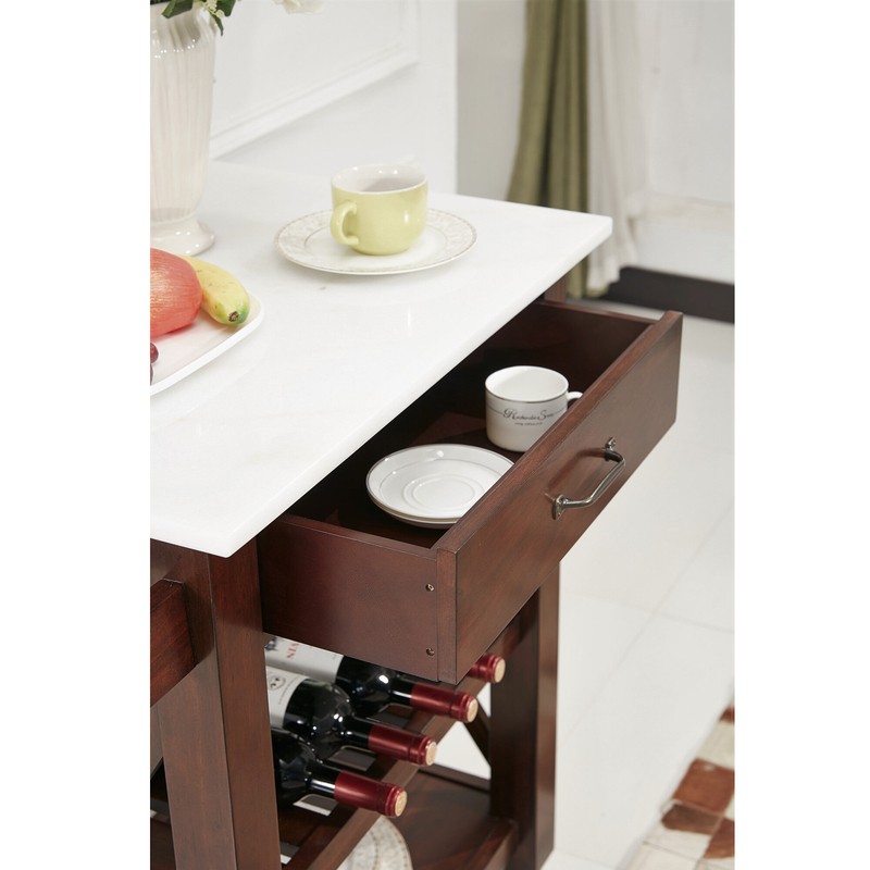 Brycen 48.5'' Wide Rolling Kitchen Cart with Marble Top
