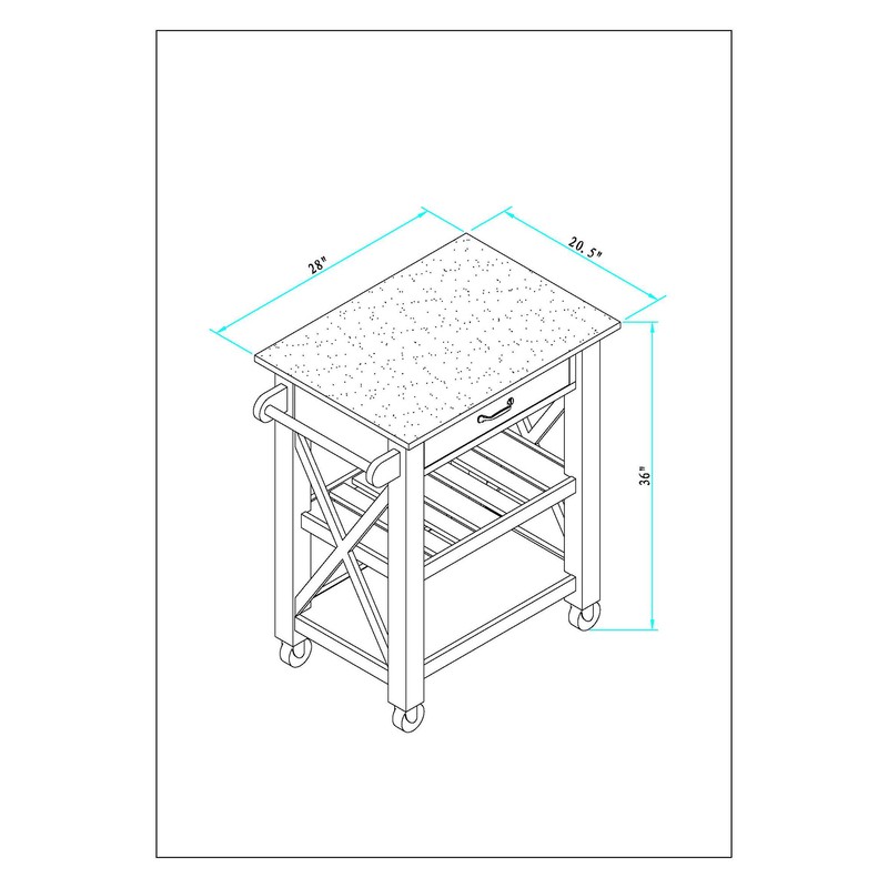 Brycen 48.5'' Wide Rolling Kitchen Cart with Marble Top