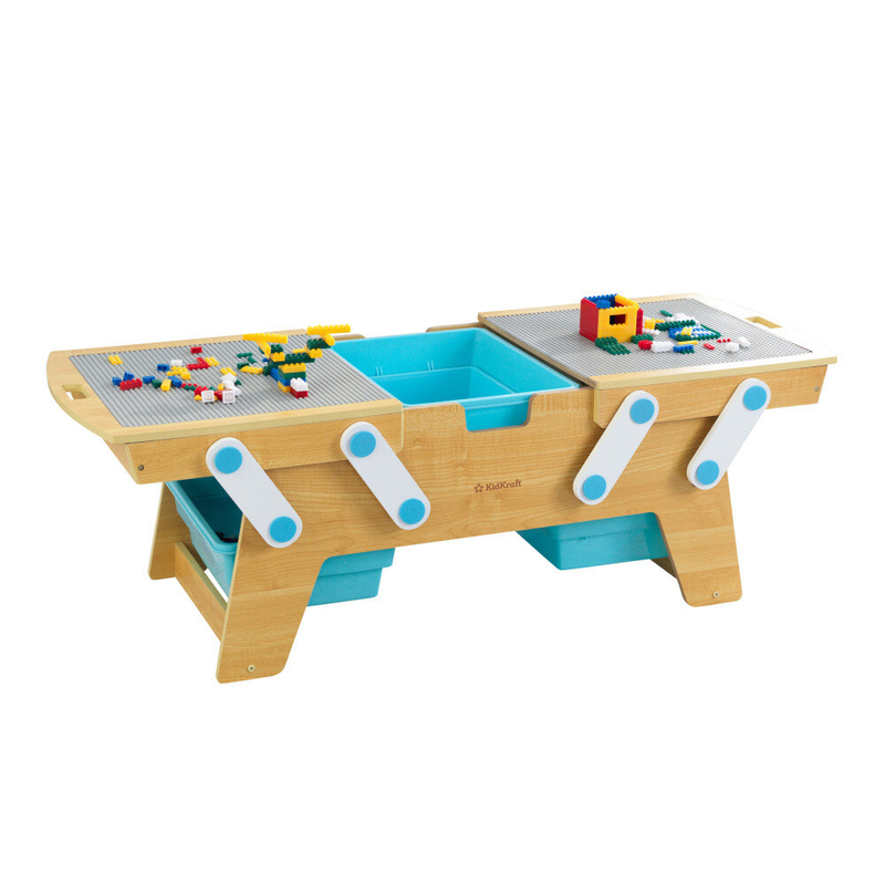 Building Bricks Play N Store Wooden Table, Kids Activity Table, Natural
