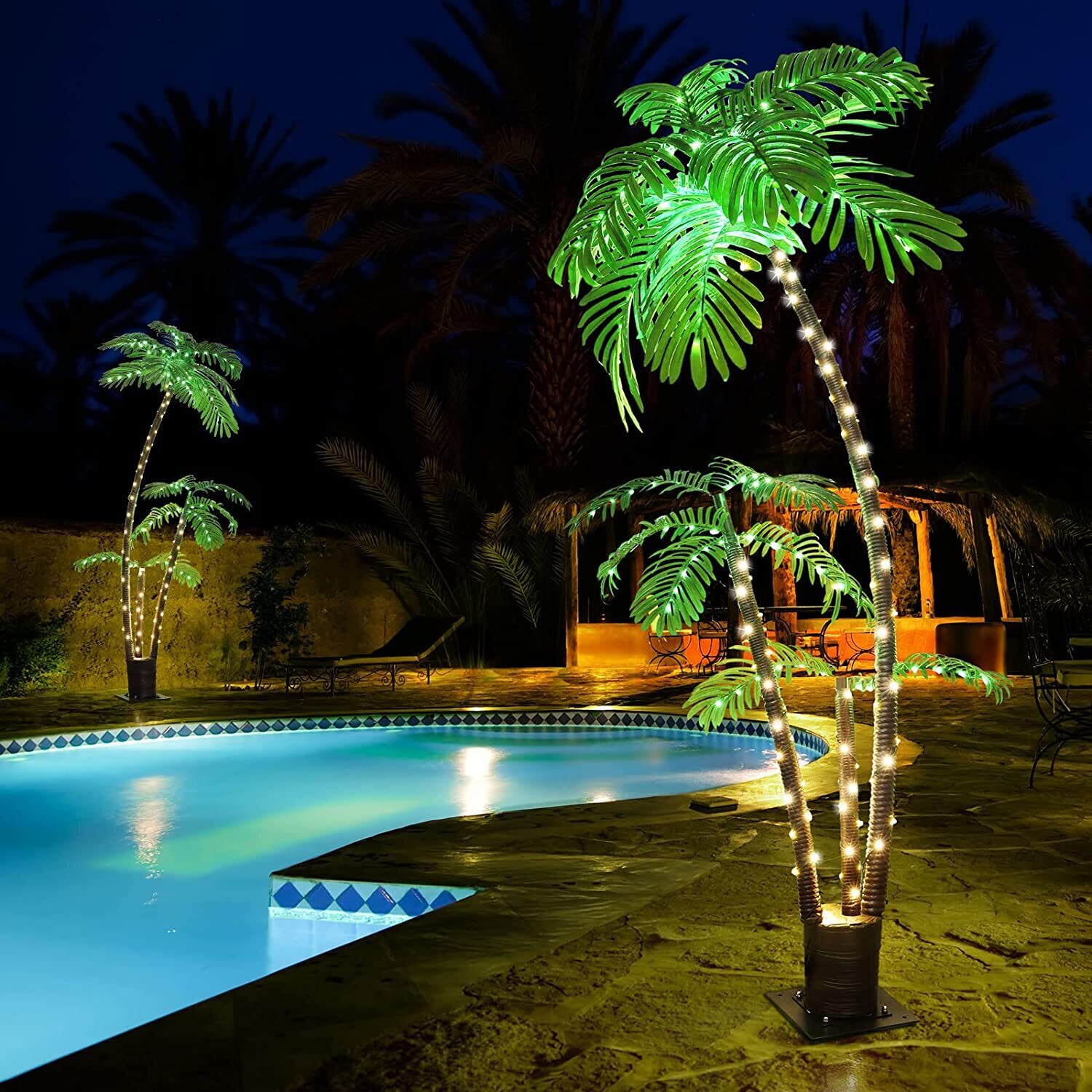 Built In Lights Palm Tree Outdoor Lamp