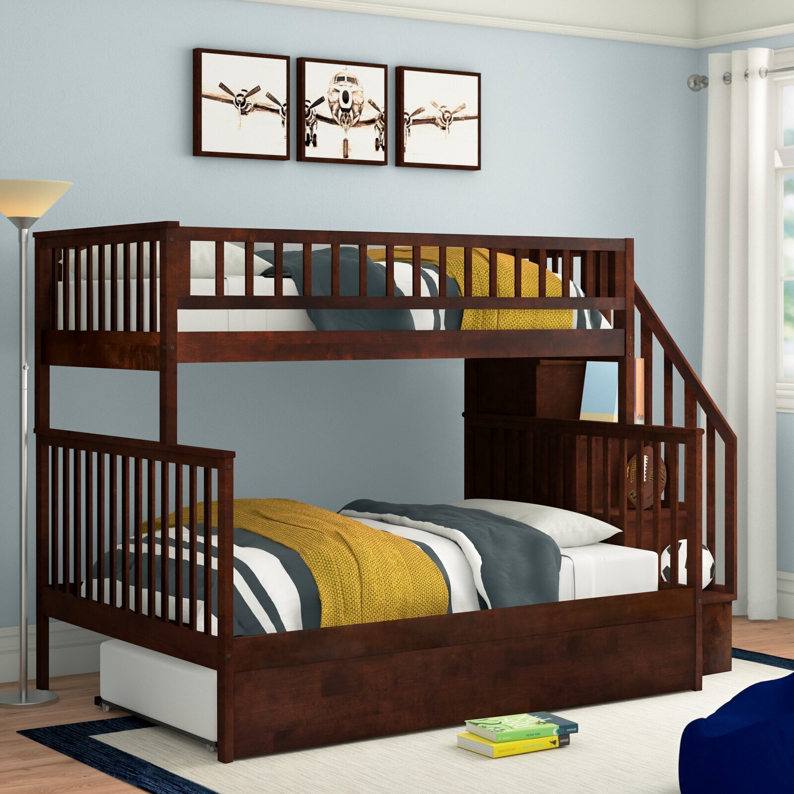 Bunk Bed with Open Shelves