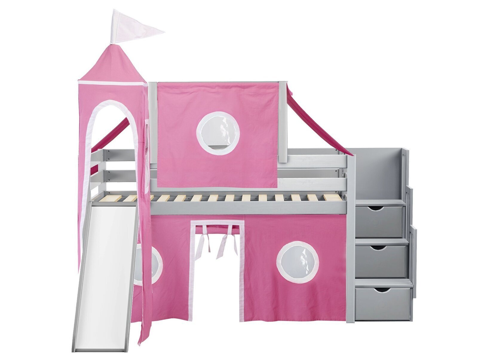 Bunk Bed with Stairs and Tent
