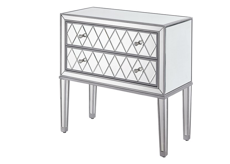 Cain 34'' Tall 2 - Drawer Nightstand in Antique Silver