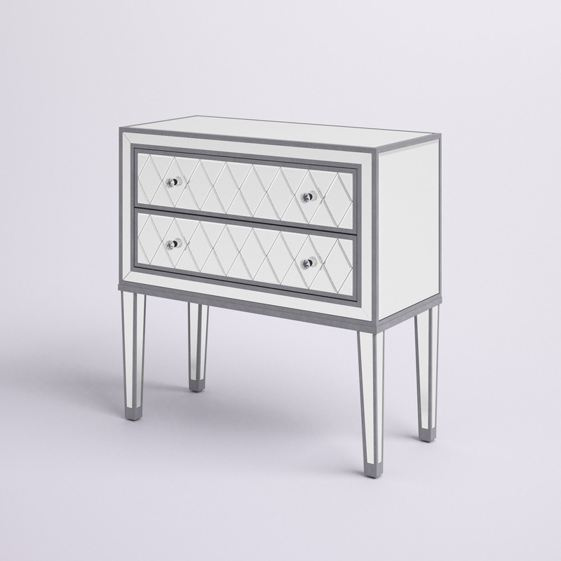 Cain 34'' Tall 2 - Drawer Nightstand in Antique Silver
