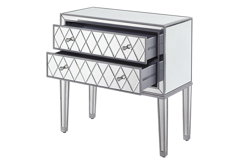 Cain 34'' Tall 2 - Drawer Nightstand in Antique Silver