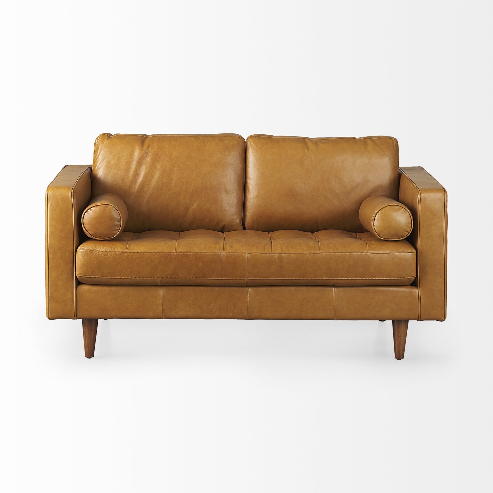 Camel leather sofa for 2