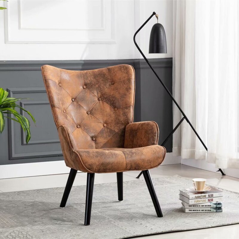 Camelback tufted wingback chair