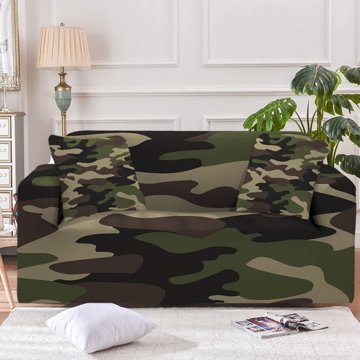 Camo Couch Cover With Pillow Covers