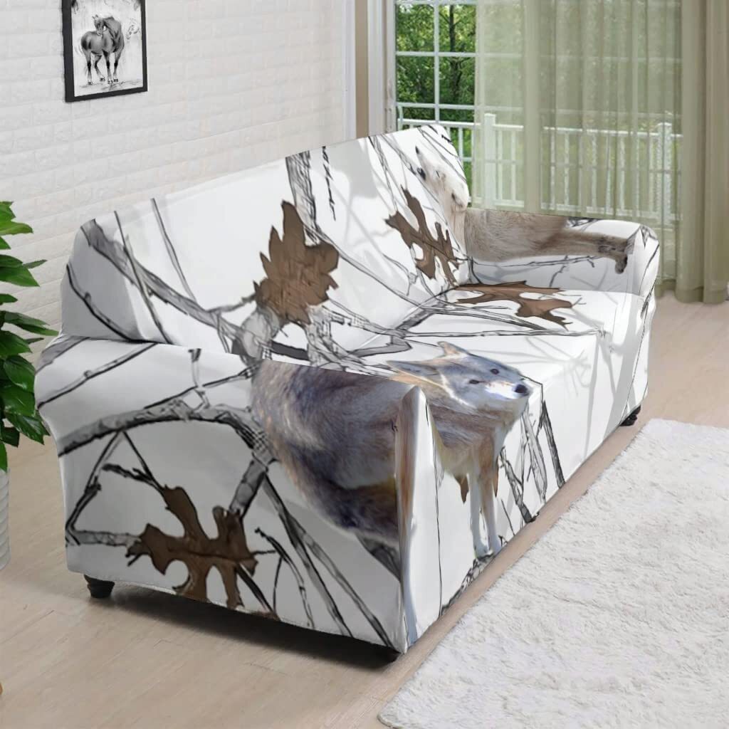 Camouflage Couch Cover With White Background