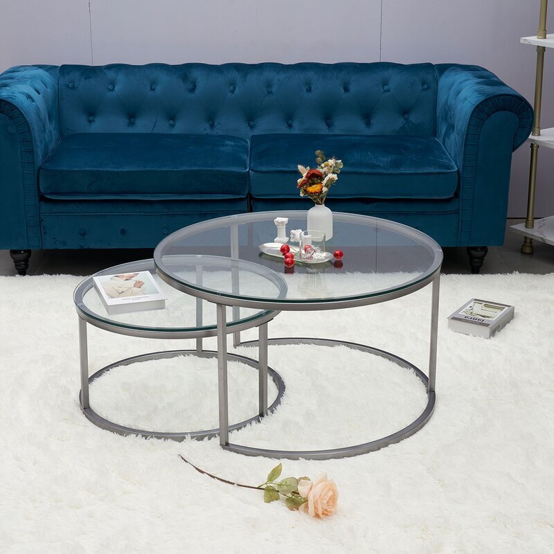 Catching eyes set of silver coffee tables 