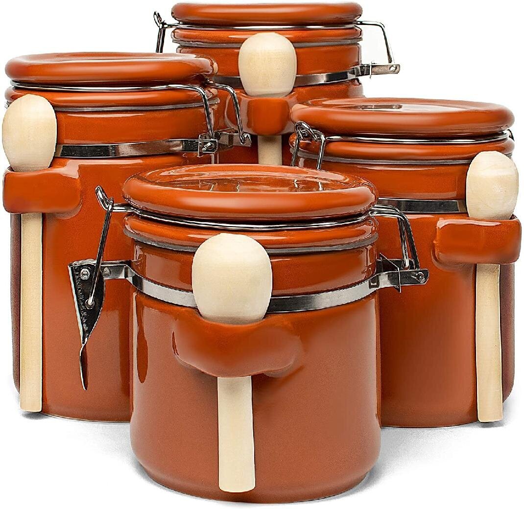 Ceramic orange kitchen canisters