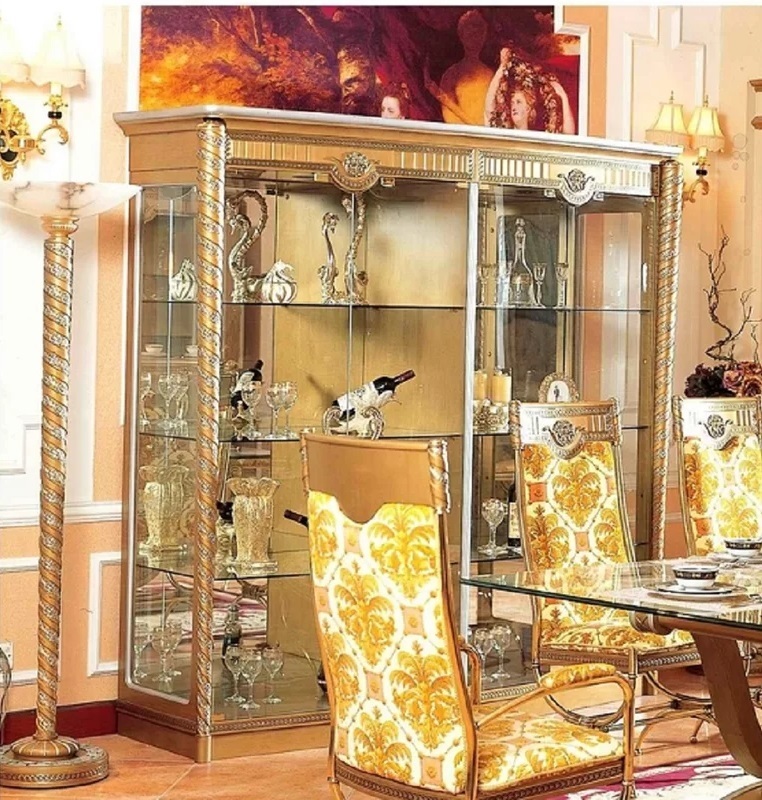 Champagne Colored Chinese Curio Cabinet
