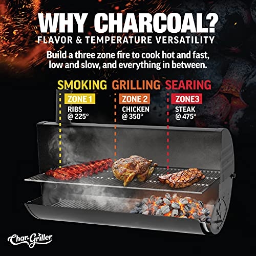 Char-Griller 2137 Outlaw Charcoal Grill, 950 Square Inch, Black