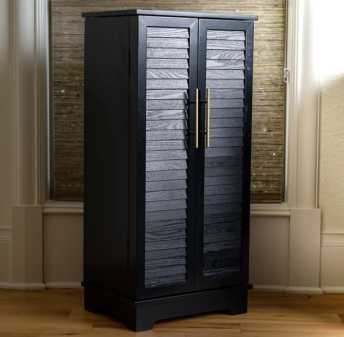 Charcoal Gray Jewelry Armoire with Mirror