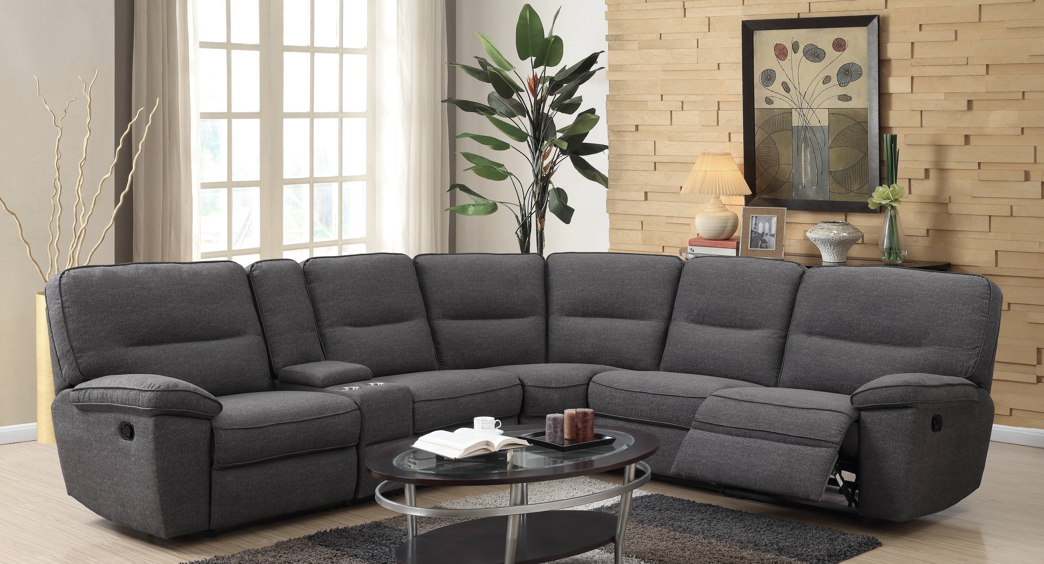 Charcoal Modern Sectional Sofa with Recliner
